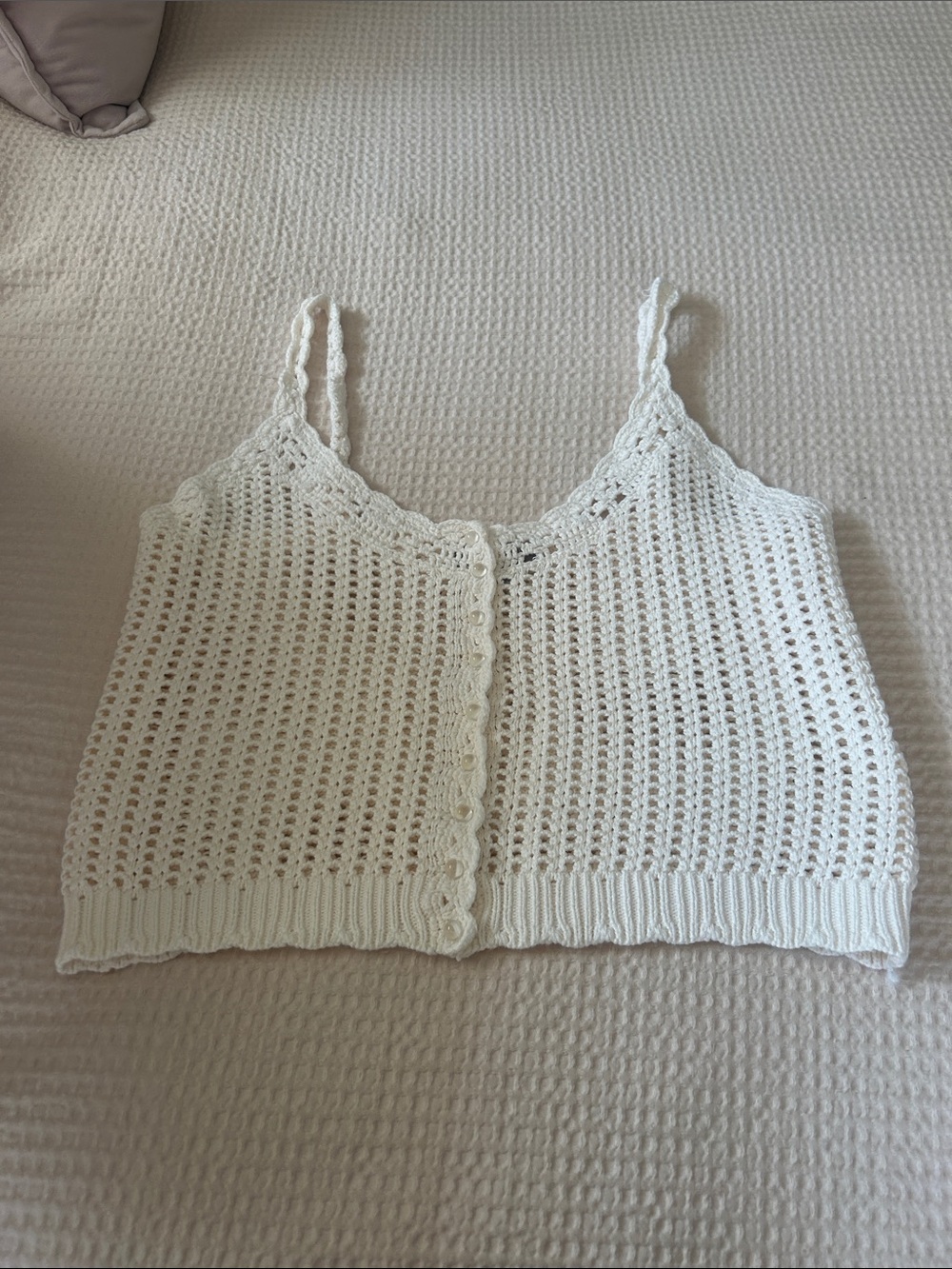 Jcrew Classic White Crochet Tank Top – Women's Sleeveless Knit Camisole